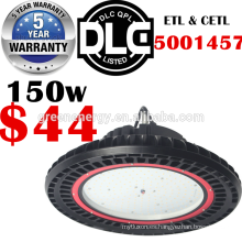 UL ETL DLC 5 años de garantía highbay almacén 100 w 150 w 200 w ufo led alta bahía de iluminación IP65 150 w ufo led alta bahía lámpara de iluminación